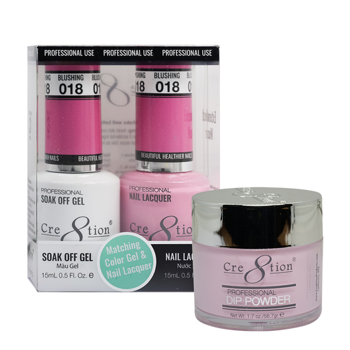 Cre8tion 3in1 Dipping Powder + Gel Polish + Nail Lacquer, 018, Blushing, 3104-0618 OK0117MD