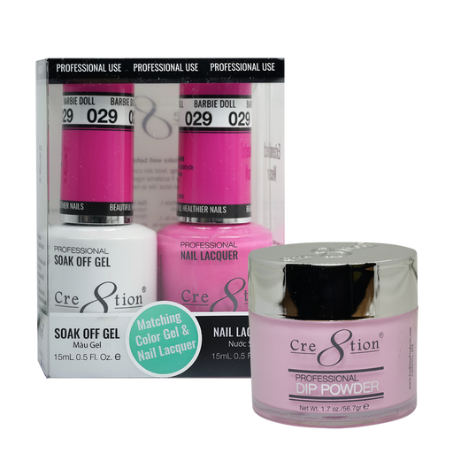 Cre8tion 3in1 Dipping Powder + Gel Polish + Nail Lacquer, 029, Barbie Doll, 3104-0629 OK0117MD