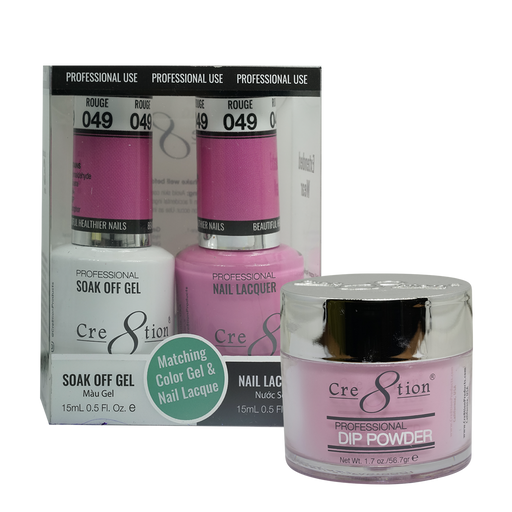 Cre8tion 3in1 Dipping Powder + Gel Polish + Nail Lacquer, 049, Rouge , 3104-0649 OK0117MD