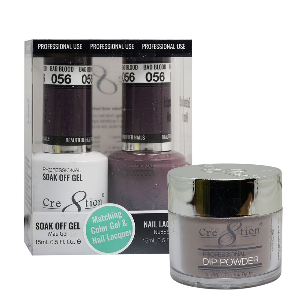 Cre8tion 3in1 Dipping Powder + Gel Polish + Nail Lacquer, 056, Bad Blood , 3104-0656 OK0117MD