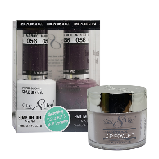 Cre8tion 3in1 Dipping Powder + Gel Polish + Nail Lacquer, 056, Bad Blood , 3104-0656 OK0117MD