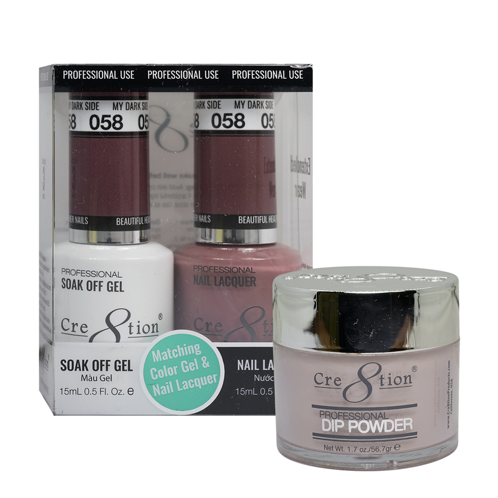 Cre8tion 3in1 Dipping Powder + Gel Polish + Nail Lacquer, 058, 2AM Light, 3104-0658 OK0117MD