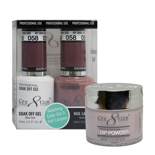 Cre8tion 3in1 Dipping Powder + Gel Polish + Nail Lacquer, 058, 2AM Light, 3104-0658 OK0117MD