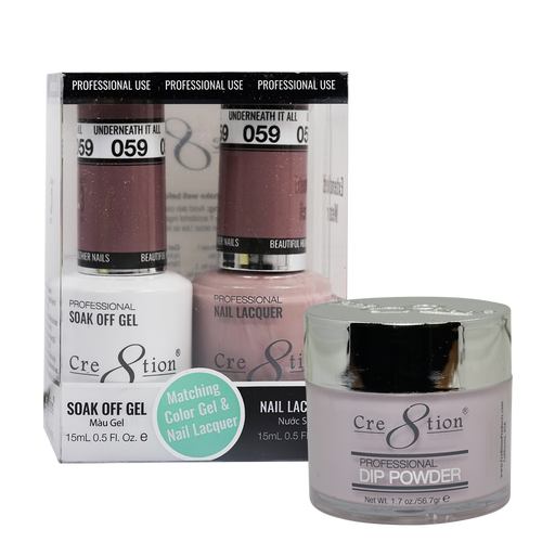 Cre8tion 3in1 Dipping Powder + Gel Polish + Nail Lacquer, 059, Underneath It All, 3104-0659 OK0117MD