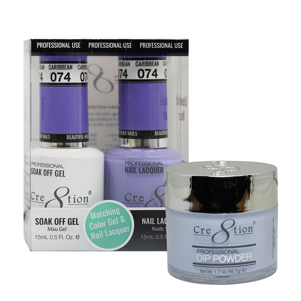 Cre8tion 3in1 Dipping Powder + Gel Polish + Nail Lacquer, 074, Caribbean, 3104-0674 OK0117MD
