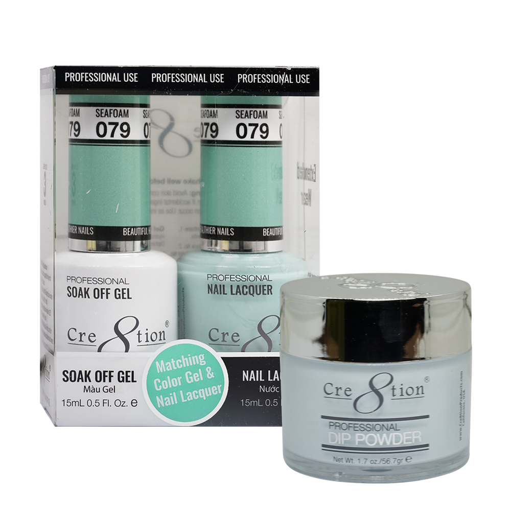 Cre8tion 3in1 Dipping Powder + Gel Polish + Nail Lacquer, 079, Seafoam, 3104-0679 OK0117VD