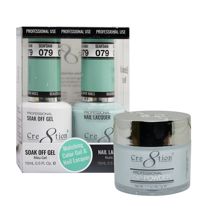 Cre8tion 3in1 Dipping Powder + Gel Polish + Nail Lacquer, 079, Seafoam, 3104-0679 OK0117VD