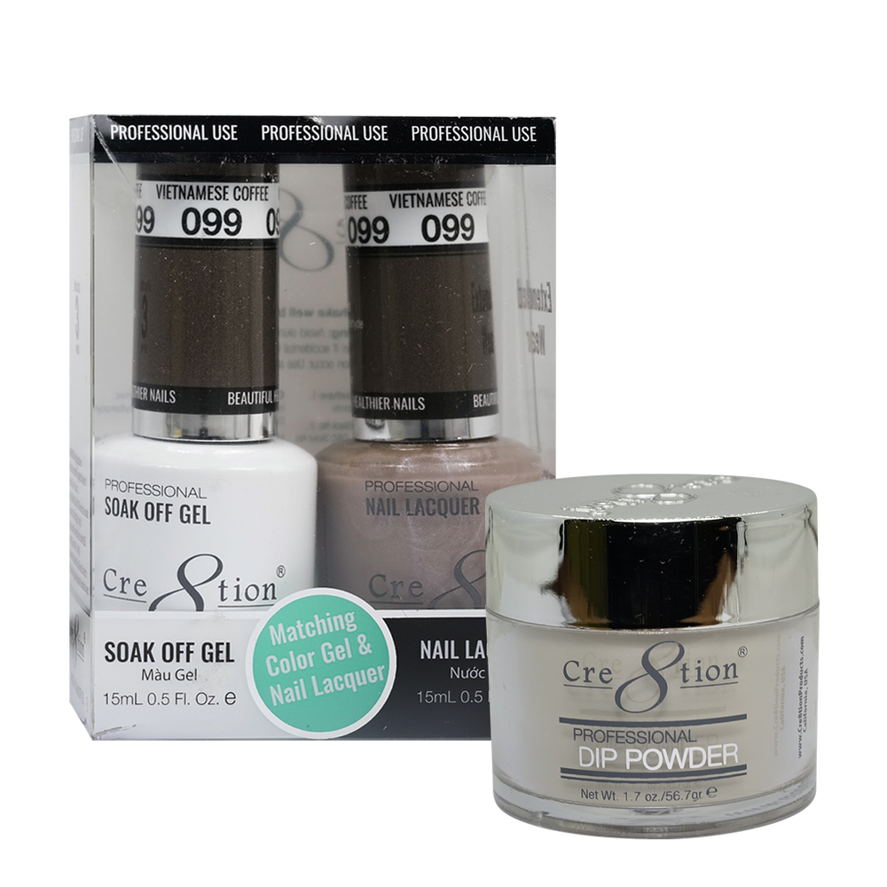 Cre8tion 3in1 Dipping Powder + Gel Polish + Nail Lacquer, 099, Vietnamese Coffee, 3104-0699 OK0117MD