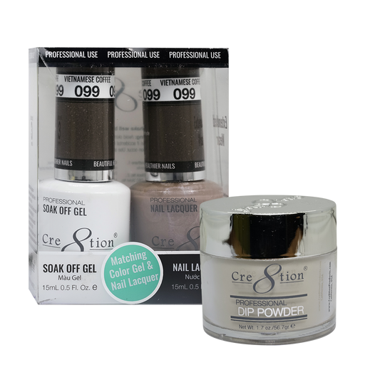 Cre8tion 3in1 Dipping Powder + Gel Polish + Nail Lacquer, 099, Vietnamese Coffee, 3104-0699 OK0117MD