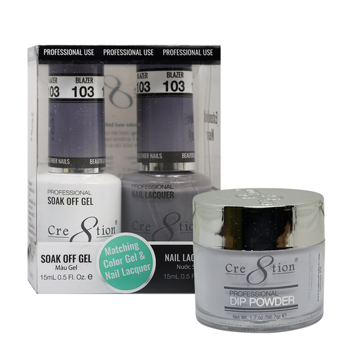 Cre8tion 3in1 Dipping Powder + Gel Polish + Nail Lacquer, 103, Blazer, 3104-0703 OK0117VD