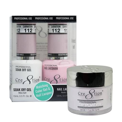 Cre8tion 3in1 Dipping Powder + Gel Polish + Nail Lacquer, 112, Carnation, 3104-0712 OK0117MD