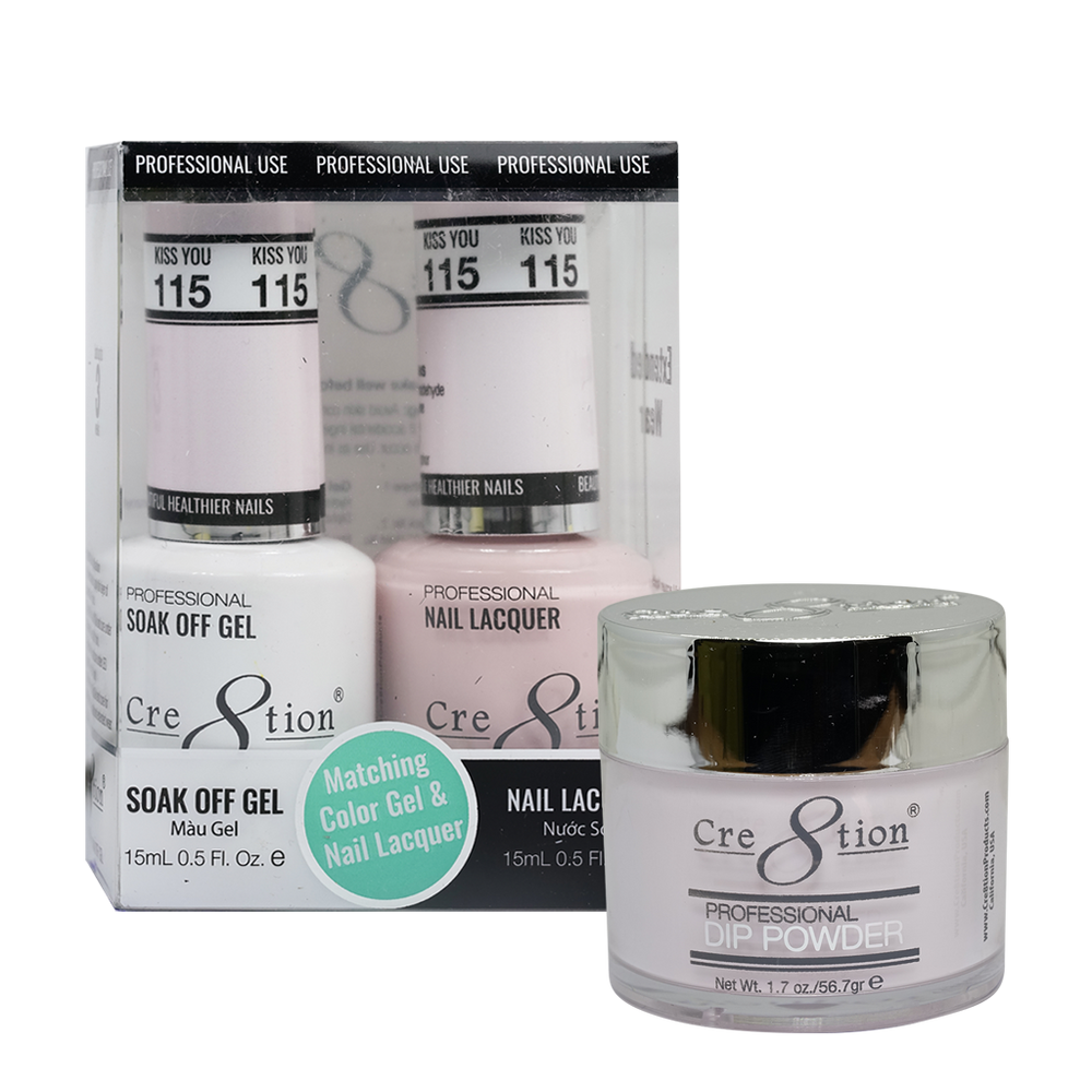 Cre8tion 3in1 Dipping Powder + Gel Polish + Nail Lacquer, 115, Kiss You, 3104-0715 OK0117VD
