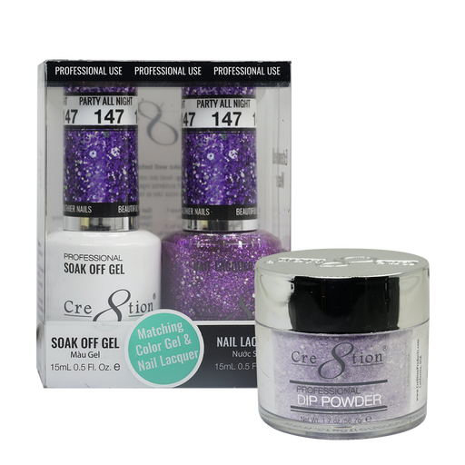 Cre8tion 3in1 Dipping Powder + Gel Polish + Nail Lacquer, 147, Party All Night, 3104-0747 OK0117VD