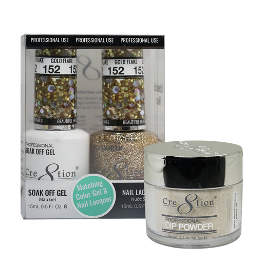 Cre8tion 3in1 Dipping Powder + Gel Polish + Nail Lacquer, 152, Gold Flake, 3104-0752 OK0117VD