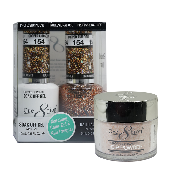 Cre8tion 3in1 Dipping Powder + Gel Polish + Nail Lacquer, 154, Copper & Gold, 3104-0754 OK0117VD