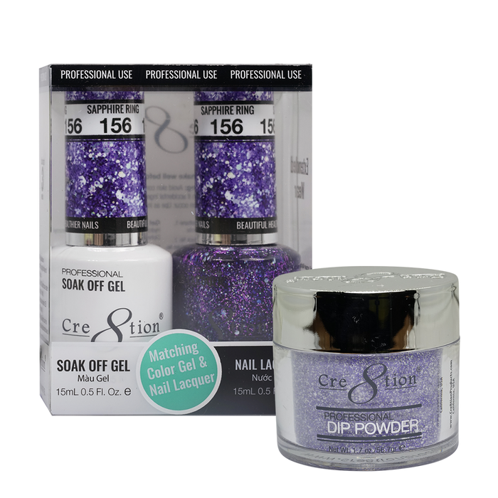 Cre8tion 3in1 Dipping Powder + Gel Polish + Nail Lacquer, 156, Saphire Ring, 3104-0756 OK0117VD