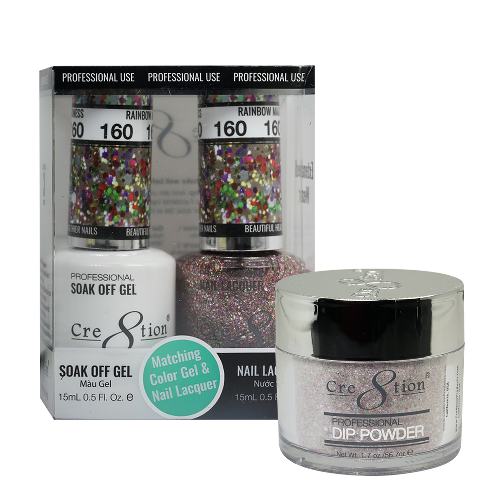 Cre8tion 3in1 Dipping Powder + Gel Polish + Nail Lacquer, 160, Rainbow Madness, 3104-0760 OK0117VD