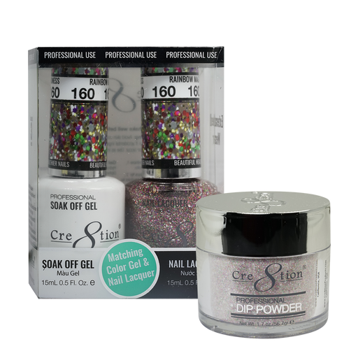 Cre8tion 3in1 Dipping Powder + Gel Polish + Nail Lacquer, 160, Rainbow Madness, 3104-0760 OK0117VD