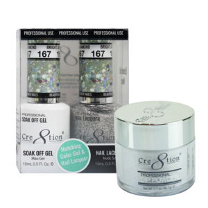 Cre8tion 3in1 Dipping Powder + Gel Polish + Nail Lacquer, 167, Bright Like Diamond, 3104-0767 OK0117VD