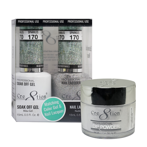 Cre8tion 3in1 Dipping Powder + Gel Polish + Nail Lacquer, 170, Sparkles, 3104-0770 OK0117VD