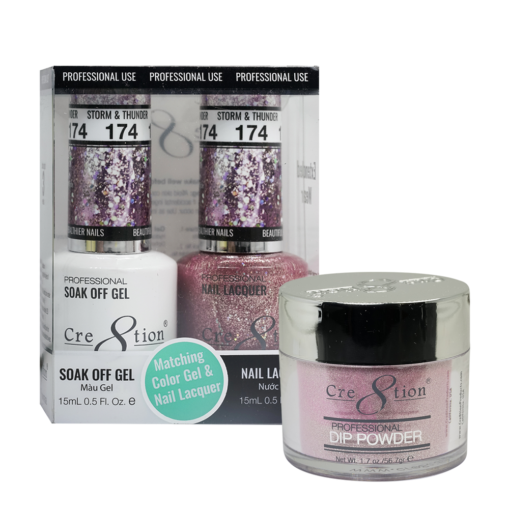 Cre8tion 3in1 Dipping Powder + Gel Polish + Nail Lacquer, 174, Storm & Thunder, 3104-0774 OK0117VD