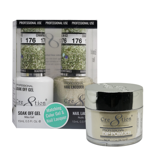 Cre8tion 3in1 Dipping Powder + Gel Polish + Nail Lacquer, 176, Champagne Onice, 3104-0776 OK0117VD