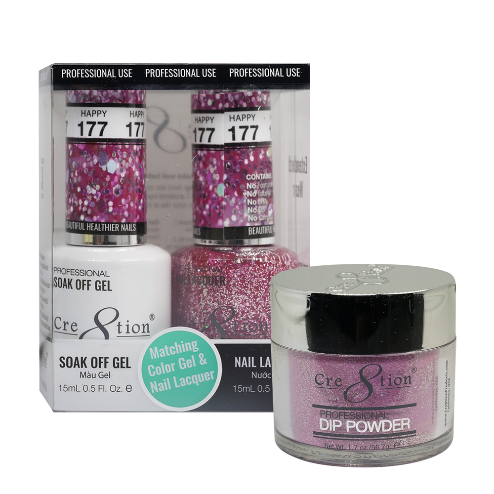 Cre8tion 3in1 Dipping Powder + Gel Polish + Nail Lacquer, 177, Night Of Delight, 3104-0777 OK0117VD