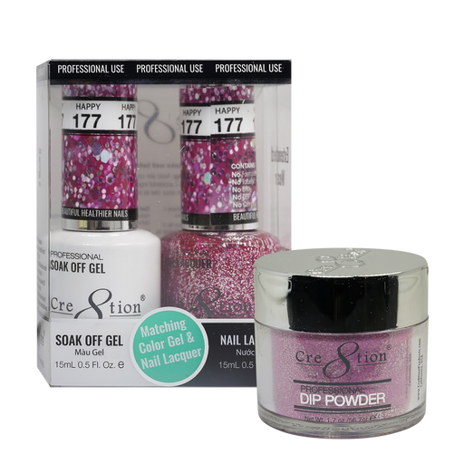 Cre8tion 3in1 Dipping Powder + Gel Polish + Nail Lacquer, 177, Night Of Delight, 3104-0777 OK0117VD