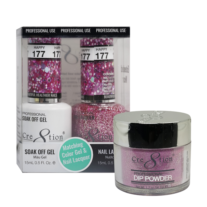 Cre8tion 3in1 Dipping Powder + Gel Polish + Nail Lacquer, 177, Night Of Delight, 3104-0777 OK0117VD