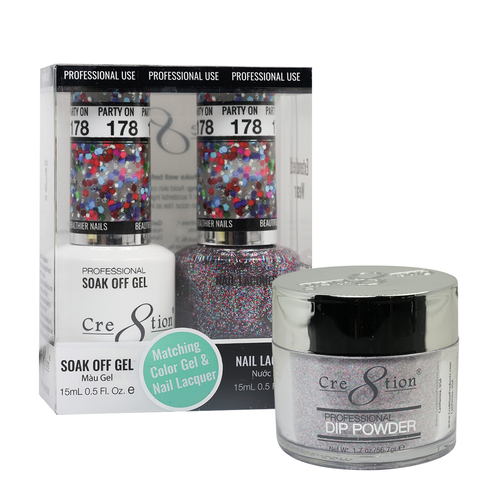 Cre8tion 3in1 Dipping Powder + Gel Polish + Nail Lacquer, 178, Party On, 3104-0778 OK0117VD