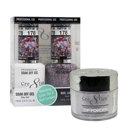 Cre8tion 3in1 Dipping Powder + Gel Polish + Nail Lacquer, 178, Party On, 3104-0778 OK0117VD