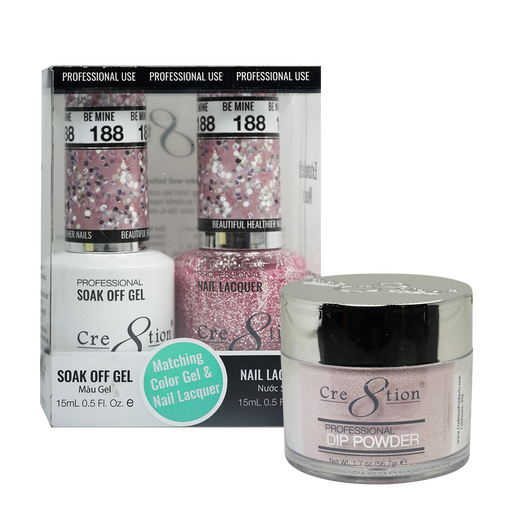 Cre8tion 3in1 Dipping Powder + Gel Polish + Nail Lacquer, 188, Be Mine, 3104-0788 OK0117VD
