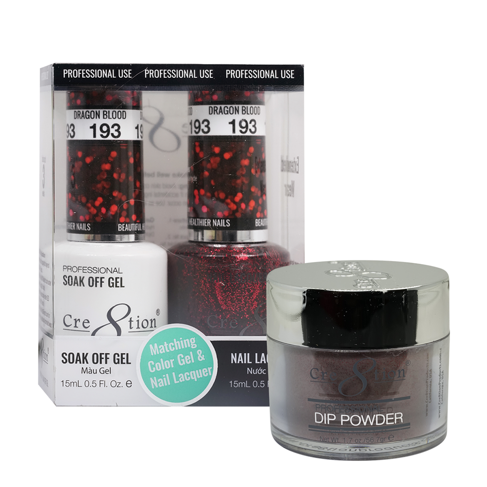 Cre8tion 3in1 Dipping Powder + Gel Polish + Nail Lacquer, 193, Dragon Blood, 3104-0793 OK0117VD