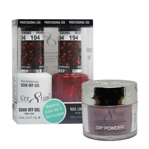 Cre8tion 3in1 Dipping Powder + Gel Polish + Nail Lacquer, 194, Fireworks, 3104-0794 OK0117VD