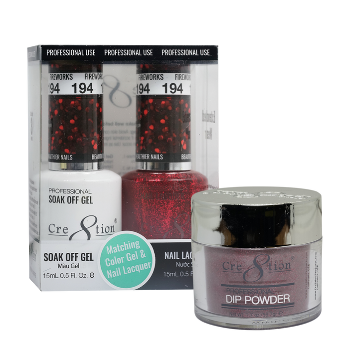 Cre8tion 3in1 Dipping Powder + Gel Polish + Nail Lacquer, 194, Fireworks, 3104-0794 OK0117VD
