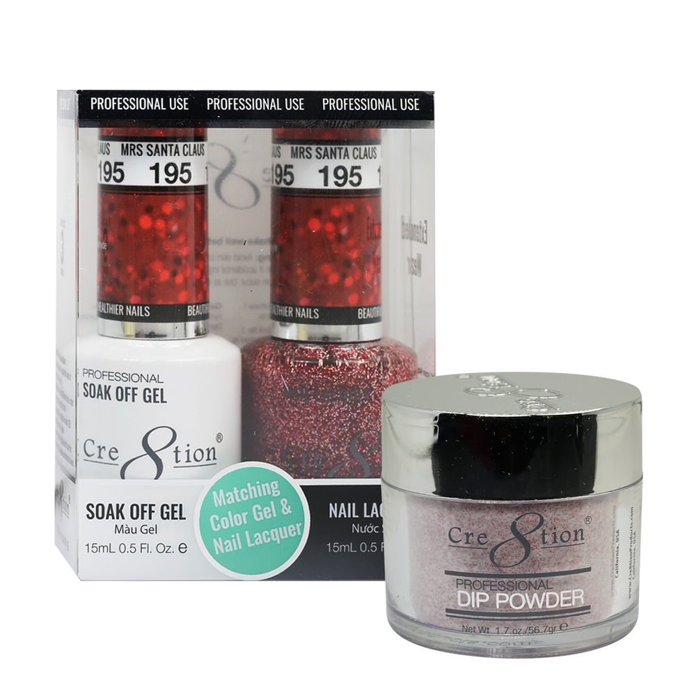 Cre8tion 3in1 Dipping Powder + Gel Polish + Nail Lacquer, 195, Mrs Santa Claus, 3104-0795 OK0117VD