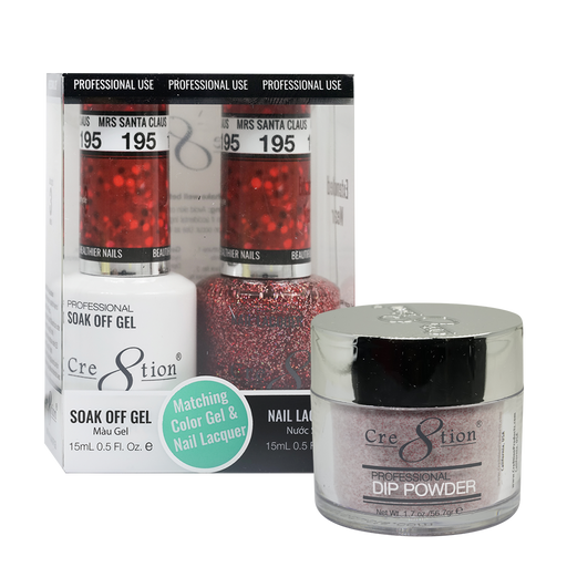 Cre8tion 3in1 Dipping Powder + Gel Polish + Nail Lacquer, 195, Mrs Santa Claus, 3104-0795 OK0117VD