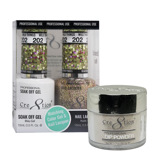 Cre8tion 3in1 Dipping Powder + Gel Polish + Nail Lacquer, 202, Wild Things, 3104-0802 OK0117VD