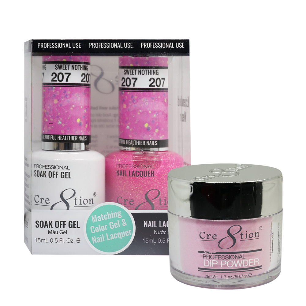 Cre8tion 3in1 Dipping Powder + Gel Polish + Nail Lacquer, 207, Sweet Nothing, 3104-0807 OK0117VD