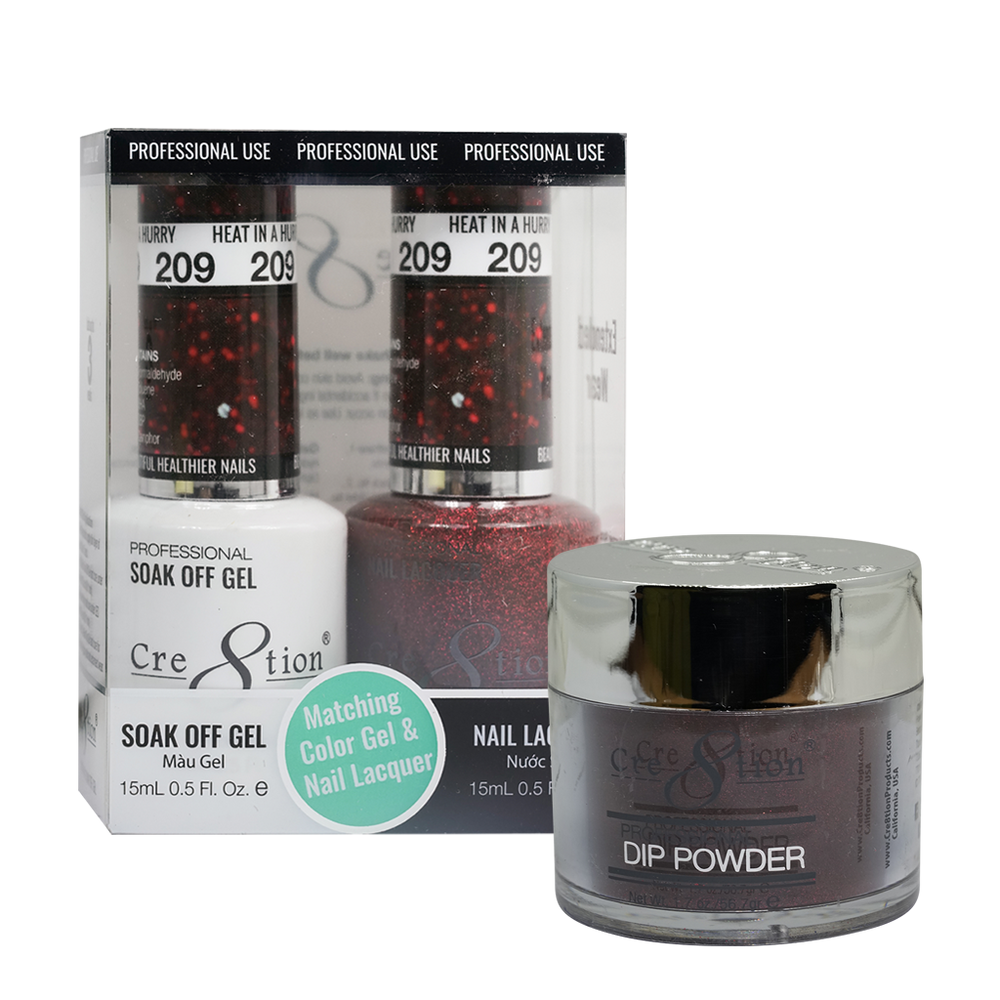 Cre8tion 3in1 Dipping Powder + Gel Polish + Nail Lacquer, 209, Heat In A Hurry, 3104-0809 OK0117VD