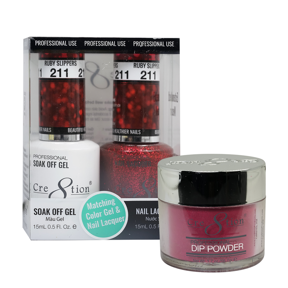 Cre8tion 3in1 Dipping Powder + Gel Polish + Nail Lacquer, 211, Ruby Suppers, 3104-0811 OK0117VD