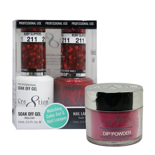 Cre8tion 3in1 Dipping Powder + Gel Polish + Nail Lacquer, 211, Ruby Suppers, 3104-0811 OK0117VD