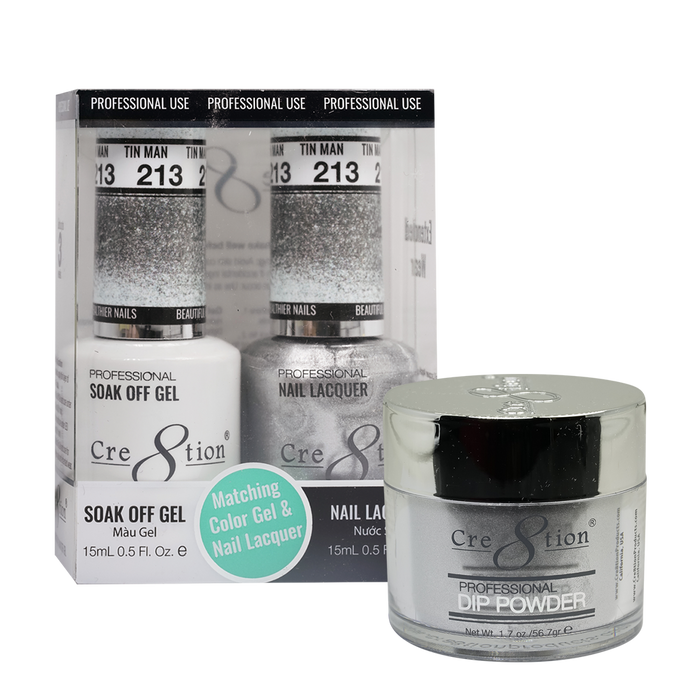 Cre8tion 3in1 Dipping Powder + Gel Polish + Nail Lacquer, 213, Tin Man, 3104-0813 OK0117VD