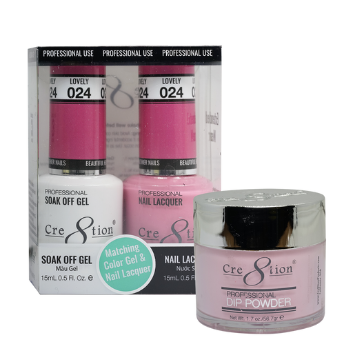 Cre8tion 3in1 Dipping Powder + Gel Polish + Nail Lacquer, 024, Lovely, 3104-0624 OK0117MD