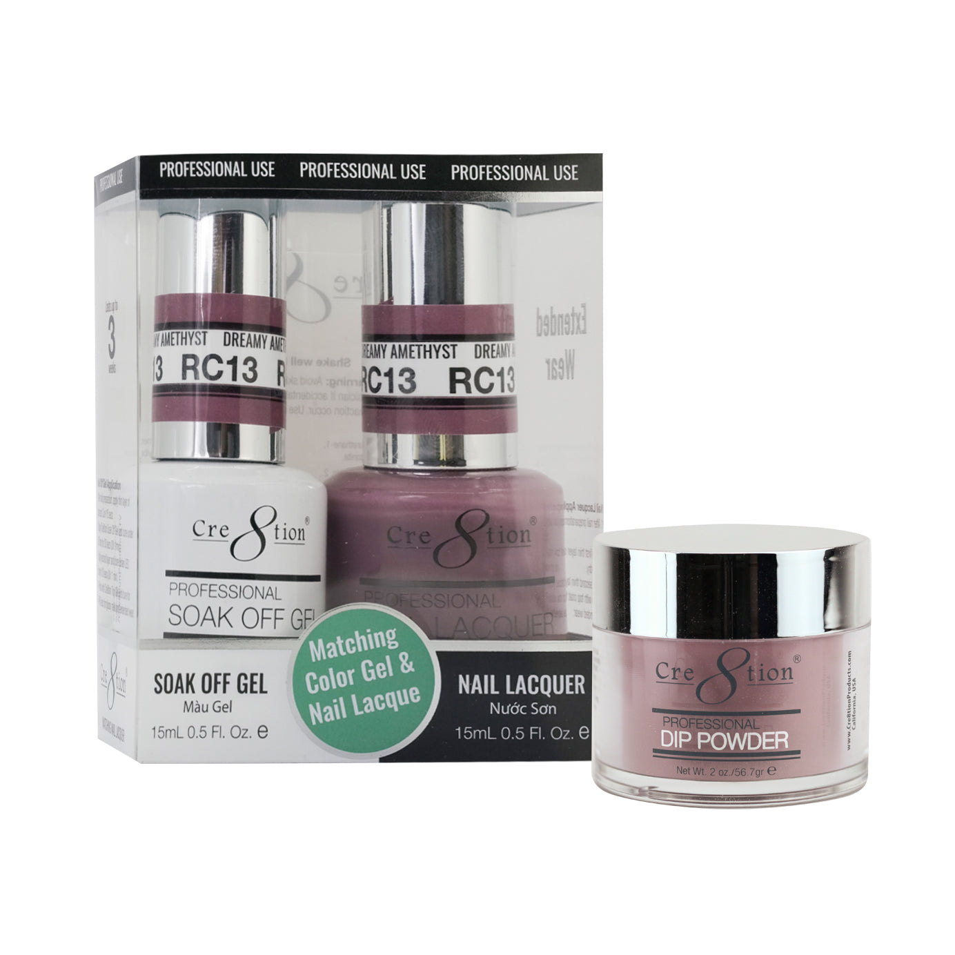 Cre8tion 3in1 Dipping Powder + Gel Polish + Nail Lacquer, Rustic Collection, RC13 KK1206