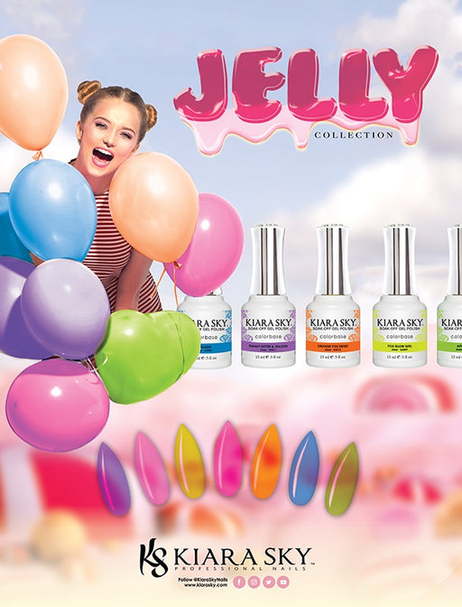 Kiara Sky Gel Polish, Jelly Collection, Full line of 16 colors ( from G4000 to G4015, Price: $9.95/pc), 0.5oz
