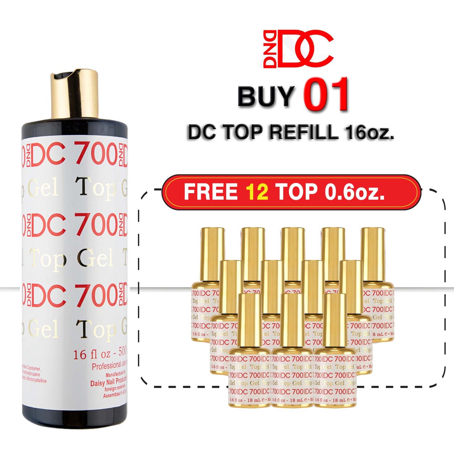 DC Top Gel Refill 700, 16oz, Buy 01 Get 12 DC Top 0.6oz FREE: Nhà sản xuất không gắn Seal