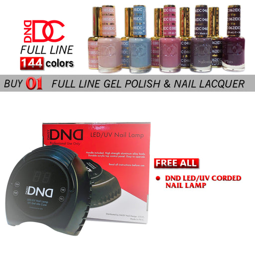 DC Nail Lacquer And Gel Polish, 0.6oz, PACKAGE #01, Buy 1 Full Line Get 1 DND CORDED UV/LED Lamp FREE