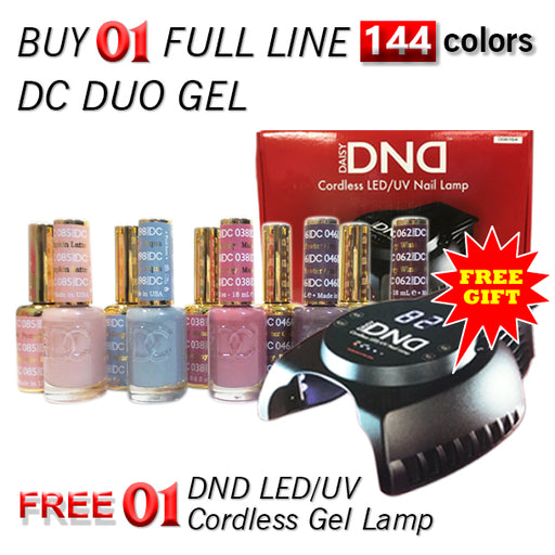 DC Nail Lacquer And Gel Polish, 0.6oz, PACKAGE #02, Buy 1 Full Line Get 1 DND LED/UV CORDLESS Rechargable Gel Lamp, FREE