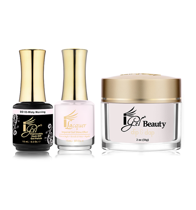 iGel 3in1 Dipping Powder + Gel Polish + Nail Lacquer, DD003, Misty Morning OK0523VD